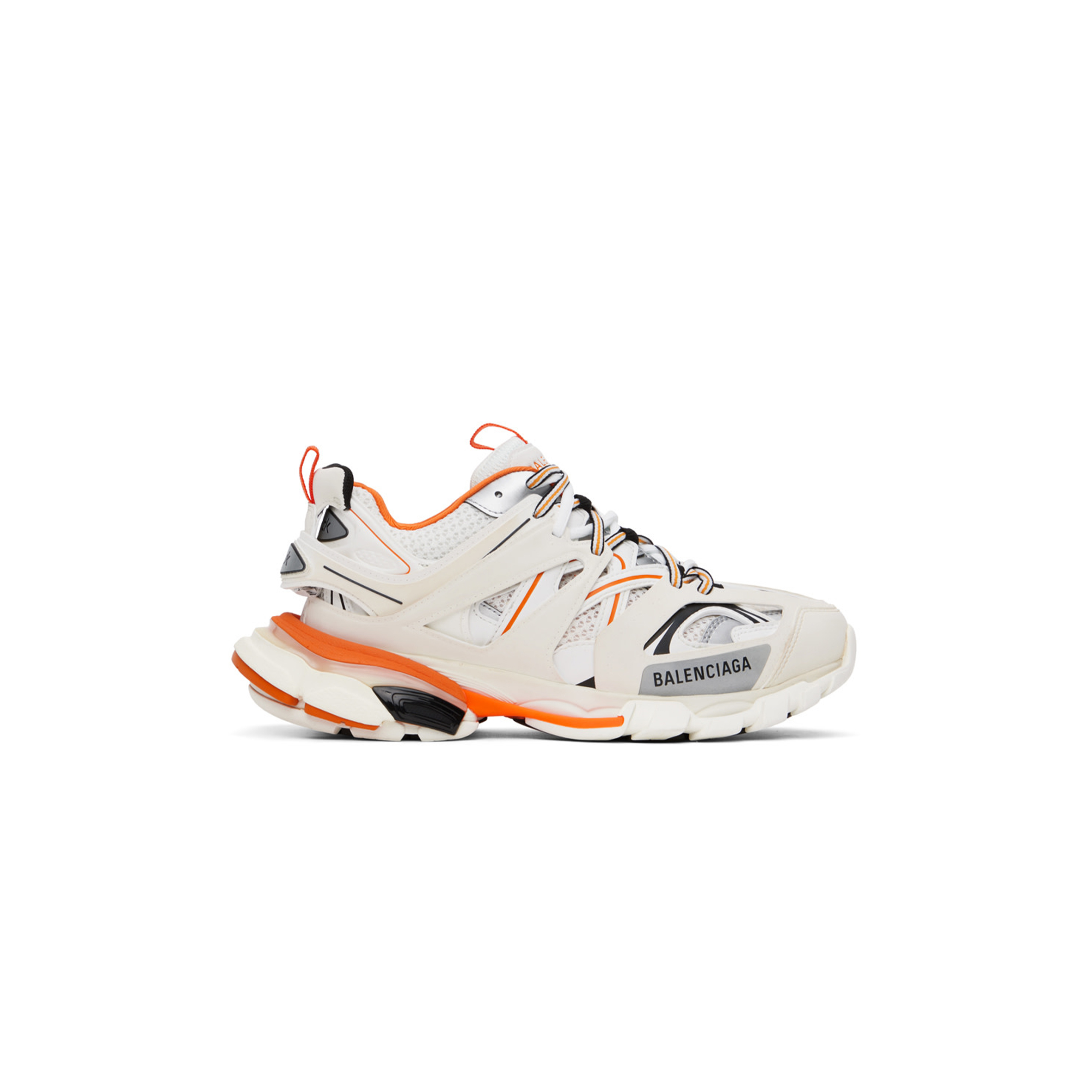 Ba*len*cia*ga white & orange track sneakers 241342m237008